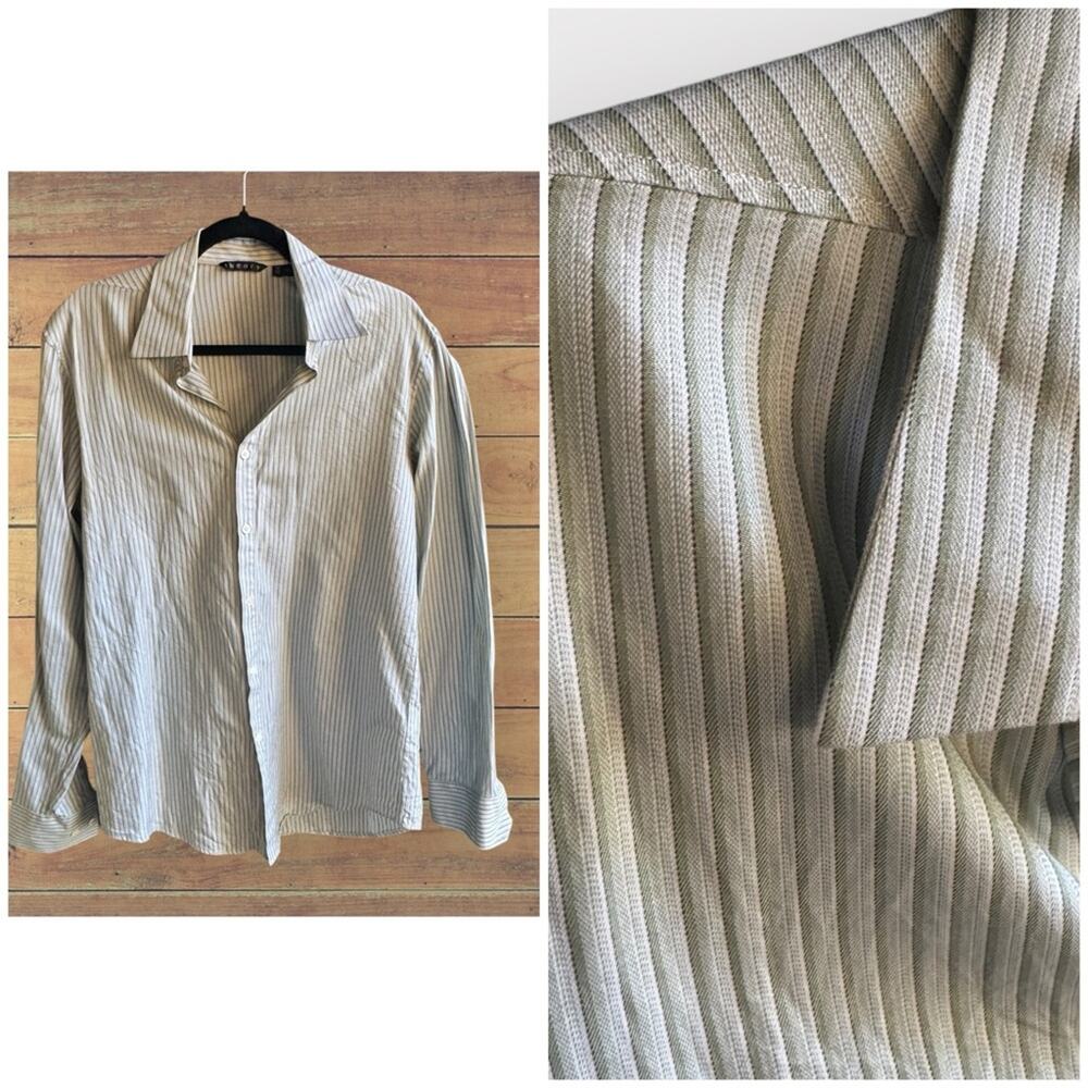 Theory men’s button down striped dress shirt
